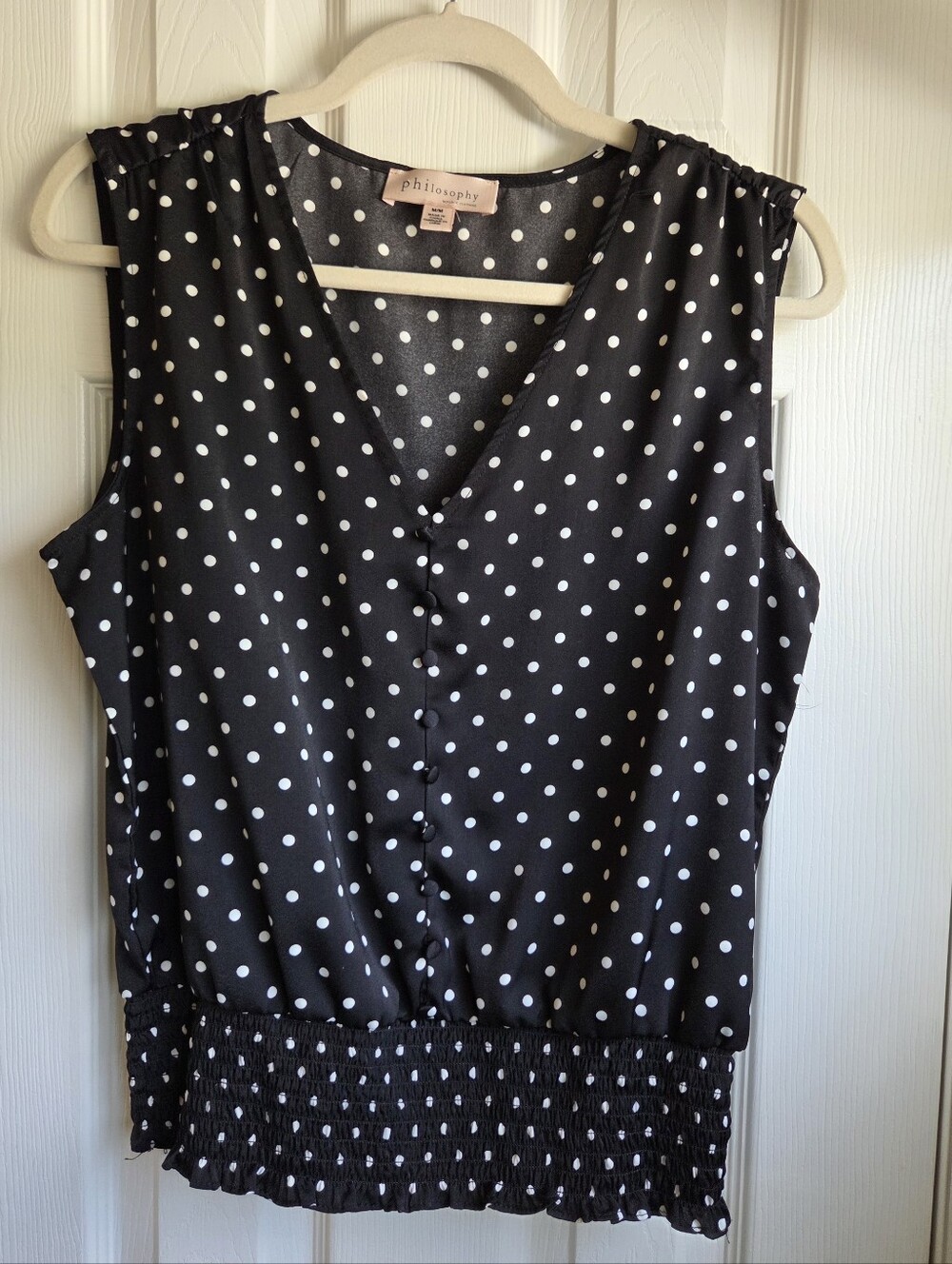 Philosophy Black & White Polka Dot Sleeveless Top